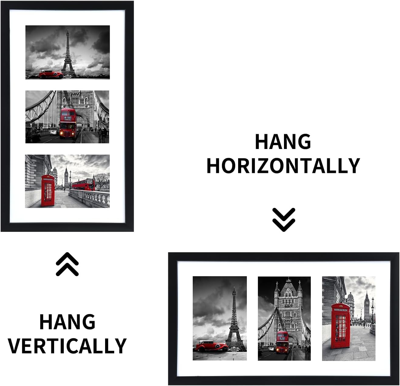 Fixwal Collage Picture Frame with Clear Plexiglass, Displays 5pcs 4x6 Photos or Use as One Frame for Gallery Wall Decor, Signature Collection, Black