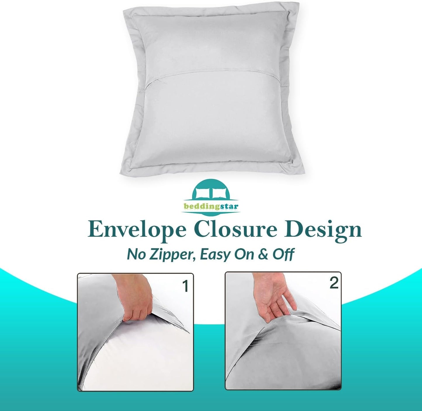 Euro Sham Covers 26x26 Set of 2 White 600 Thread Count 100% Egyptian Cotton Pack of 2 Euro 26x26 Pillow Covers Cushion Cover Cases Soft Skin Friendly European Size Decorative Square Pillow Shams