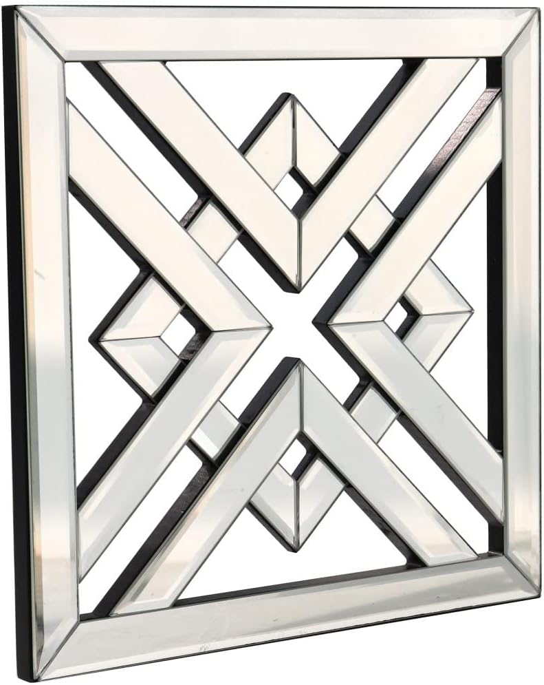 QMDECOR 2 Pack Silver Mirrored Square Wall-Mounted Mirrors Modern Glam Accent Decor for Home