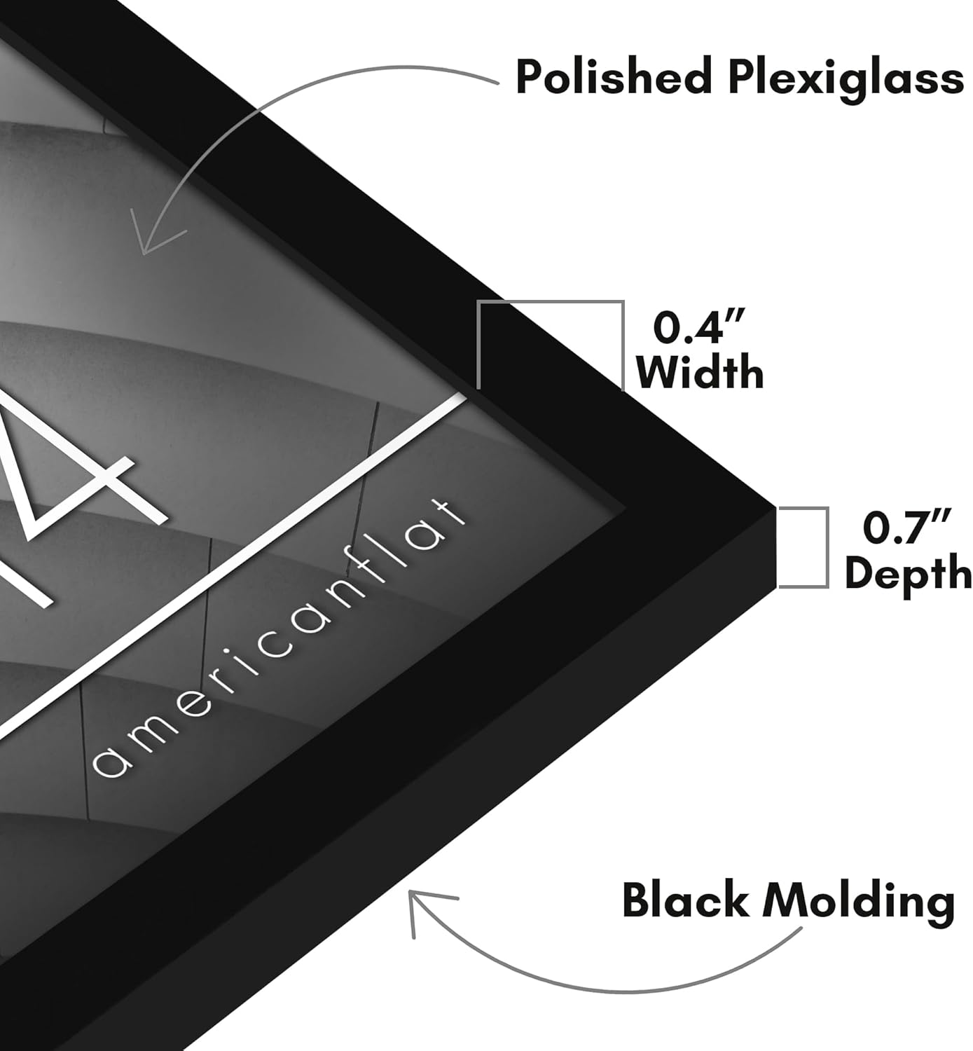 Americanflat 24x36 Poster Frame with Polished Plexiglass - Streamline Collection - Thin Border Picture Frame for Wall Display - Hanging Hardware Included - Black - Colors B