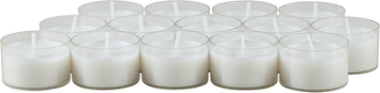 Stonebriar 96 Count White Unscented Smokeless Long Burning Clear Cup Tea Light Candles with 6 to 7 Hour Burn Time