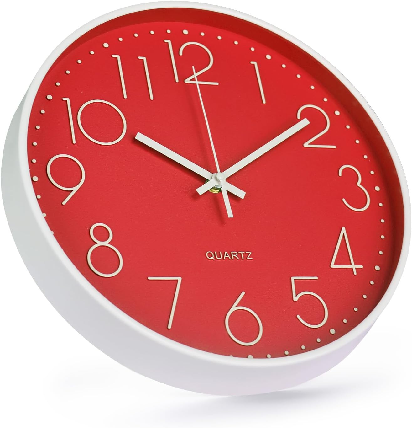 Wall Clock 12 Inch Non-Ticking Silent Modern Simple Style Round Decor Clock Gold Stereoscopic Dial Quartz Wall Clocks for Home/Office/School/Living Room/Bedroom/Kitchen