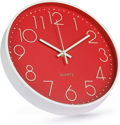 Wall Clock 12 Inch Non-Ticking Silent Modern Simple Style Round Decor Clock Gold Stereoscopic Dial Quartz Wall Clocks for Home/Office/School/Living Room/Bedroom/Kitchen