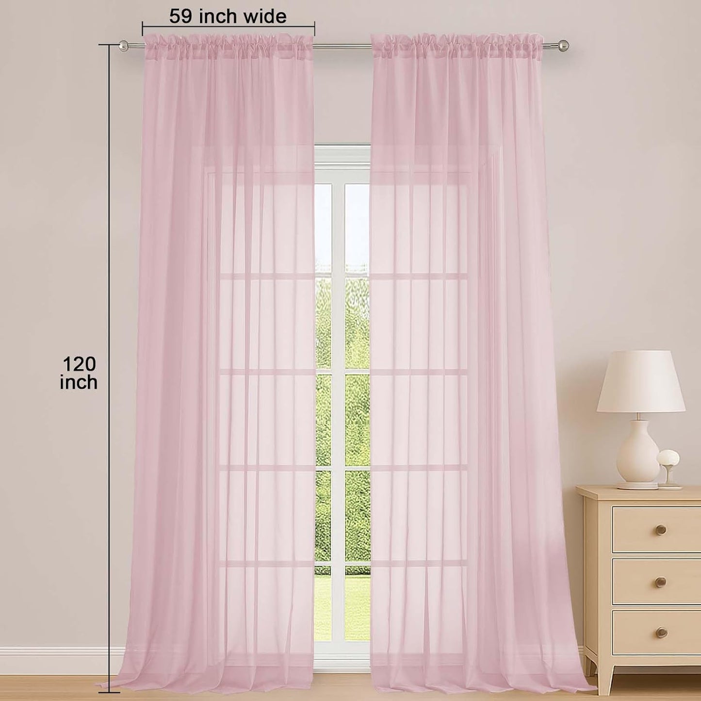 OWENIE Sheer Curtains 84 inches Long 2 Panels Set for Living Room/Bedroom, Rod Pocket Voile Sheer Panel Drapes, White, 2pcs, Each 42" W x 84" L - Colors A