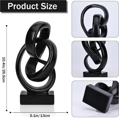 DOVDOV Abstract Black Knot Sculpture, Geometric Decor, Black Decorative Piece for Living Room Coffee Table or Bookshelf Top, Office Coffee Table or Entryway Console Decor.