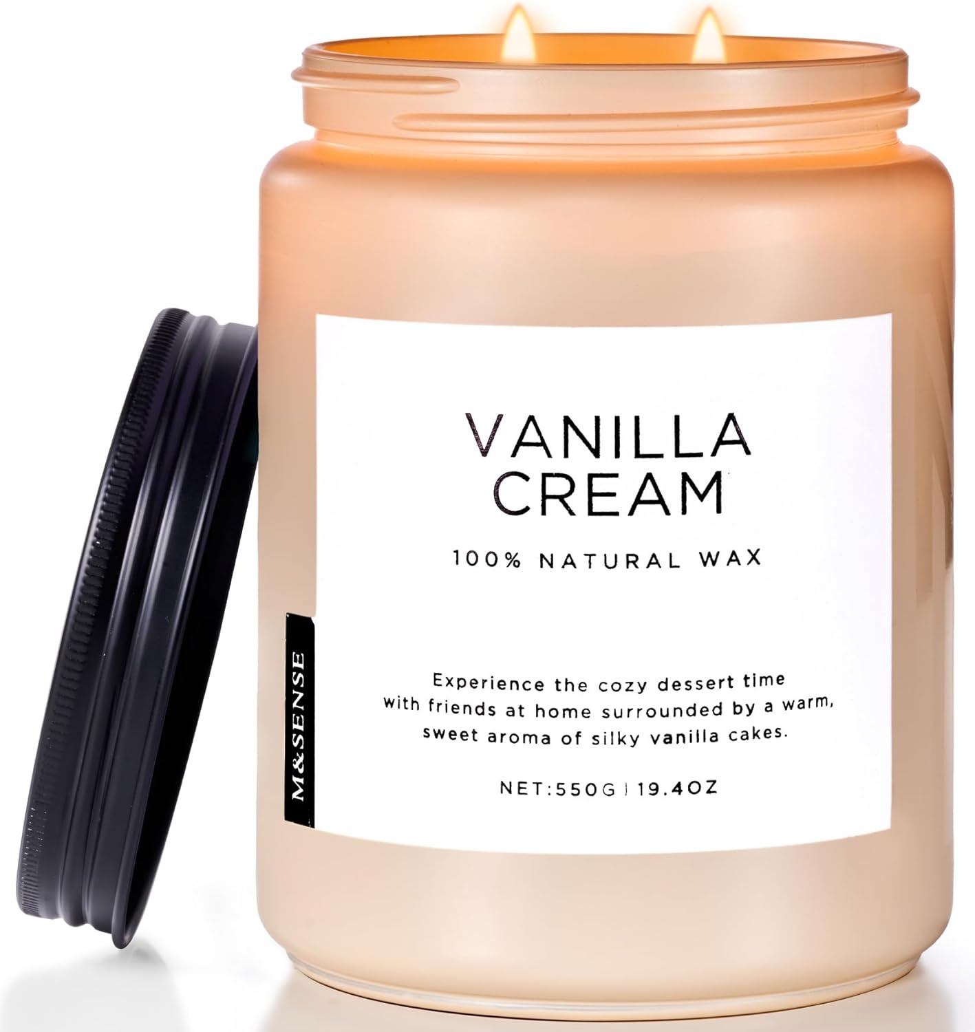 M&SENSE Eucalyptus & Mint Scented Jar Candle, Large 19.4oz Natural Soy Wax, 110-Hour Long Lasting Non-Toxic Clean Burning, Fresh Smelling Home Aromatherapy for Spa Stress Relief, Gifts for Men Women