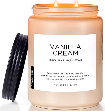 M&SENSE Eucalyptus & Mint Scented Jar Candle, Large 19.4oz Natural Soy Wax, 110-Hour Long Lasting Non-Toxic Clean Burning, Fresh Smelling Home Aromatherapy for Spa Stress Relief, Gifts for Men Women