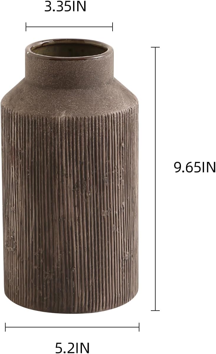 Rustic Vases for Home Decor. Ceramic Vase for Dining Table Decor. Terracotta Decorative Vase 6.1IN. ZSHLXM