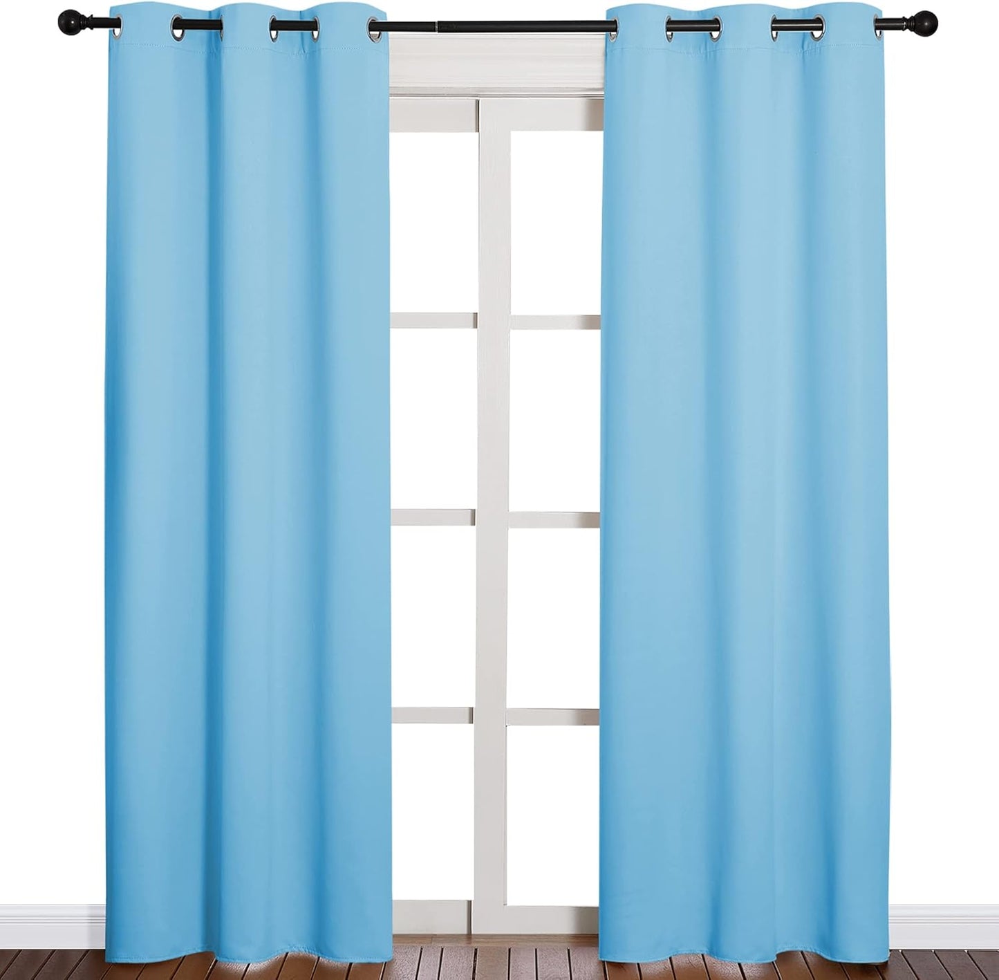 NICETOWN Halloween Pitch Black Solid Thermal Insulated Grommet Blackout Curtains/Drapes for Bedroom Window (2 Panels, 42 inches Wide by 63 inches Long, Black) - Colors B