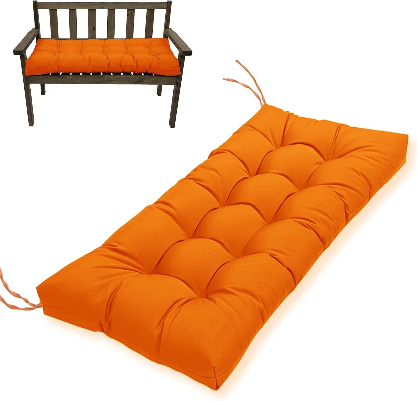 MTMR Outdoor Bench Cushion-44X19 Water-Repellent Tufted Porch Swing Cushions with High Elasticity PP Cotton and Ties Fade-Resistant Patio Outdoor Chair Cushion for Bench Furniture, Indoor Seat Cushion