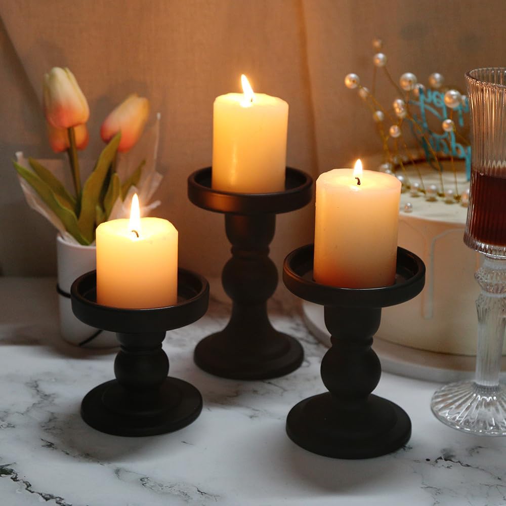 6-Piece Set of Glass Candlestick, Crystal Candlestick Holder Holder and Conical Candle, Christmas Candle Holder Decoration, Family Living Room Wedding Candle Holder (Clear 2sets)