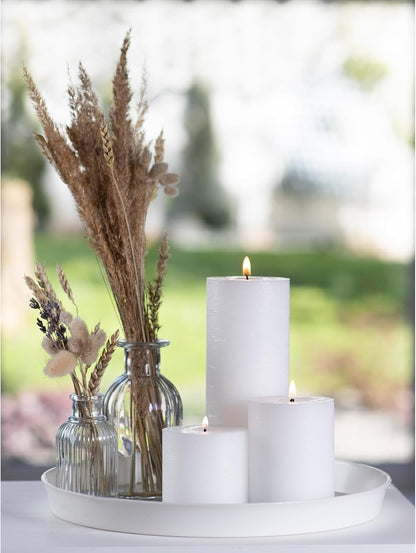 CANDWAX 3x4 inch Pillar Candles Set of 3 – Unscented Dripless Rustic Dark Blue Candles for Room Decor, Weddings, Centerpieces