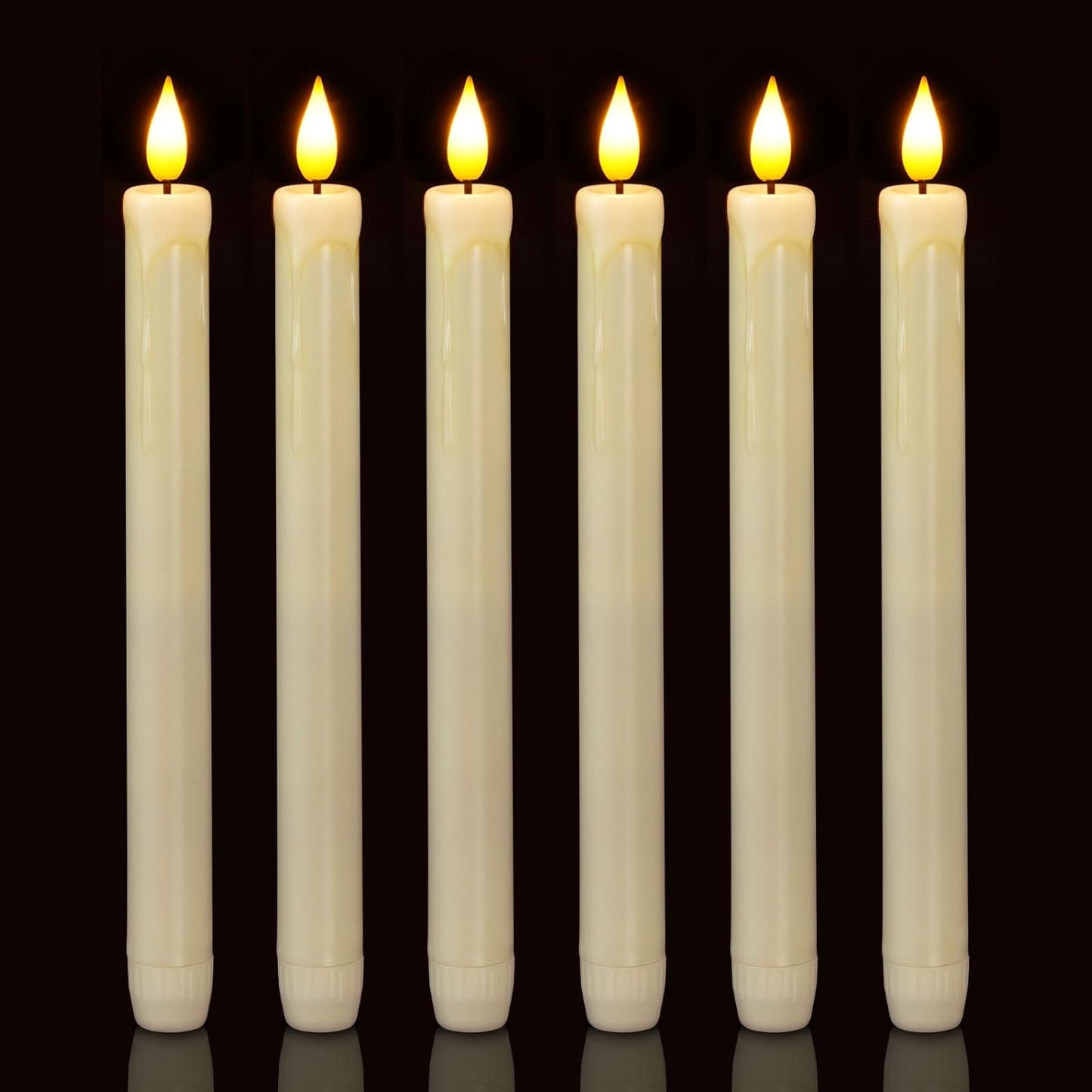 Homemory 2/3/6 Pack Flameless Taper Candles, No Remote, Realistic Flickering Battery Operated Candlesticks, Ivory LED Plastic Candle Safe for Weddings, Table Decor, Christmas, and Halloween(Set of 2)