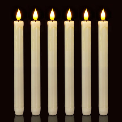 Homemory 2/3/6 Pack Flameless Taper Candles, No Remote, Realistic Flickering Battery Operated Candlesticks, Ivory LED Plastic Candle Safe for Weddings, Table Decor, Christmas, and Halloween(Set of 2)