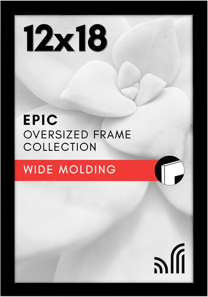 Americanflat 16x20 Picture Frame with Polished Plexiglass - Black Picture Frame - Wide Photo Frames Made of Engineered Wood for Vertical or Horizontal Wall Display - Epic Collection - Black - Colors B