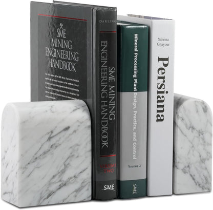 Koville African Natural Marble Bookends for Shelves, Non-Slip Book Ends, 13LBS Ultra Heavy Duty Marble Book Holder Organizer, Apartment Decor for Movies/CD/Video Games(Namib Fantasy)