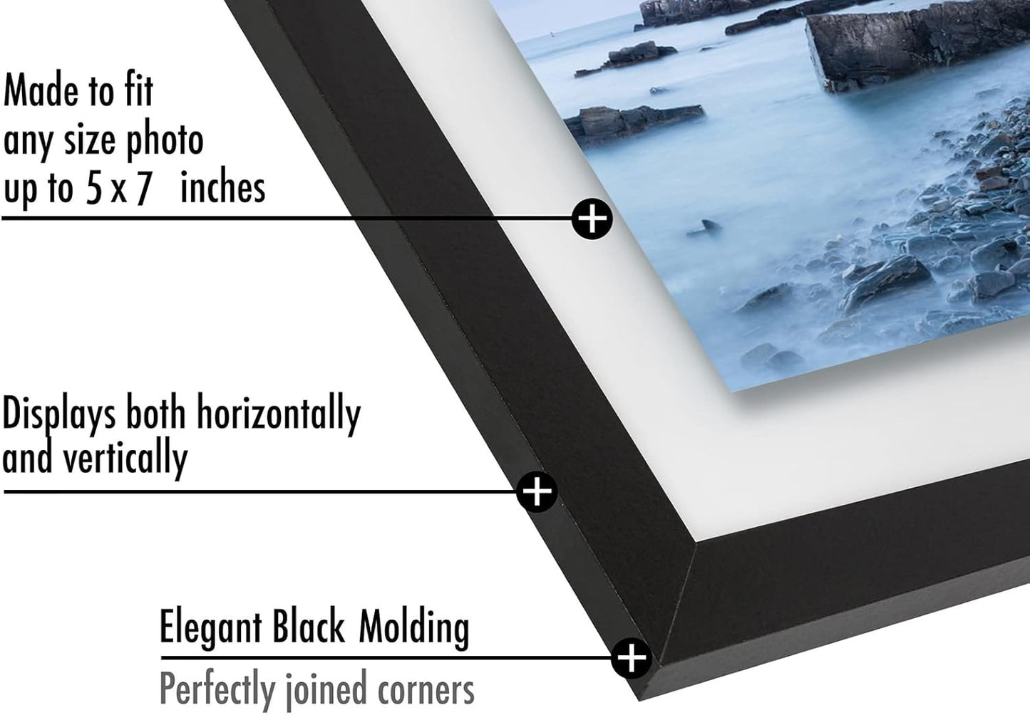 Americanflat 12x18 Floating Picture Frame with Polished Crystal-Clear Glass - Use as 8x10 Picture Frame or Display 5x7 Photo - Signature Float Collection - Photo Frames for Wall Display - Black