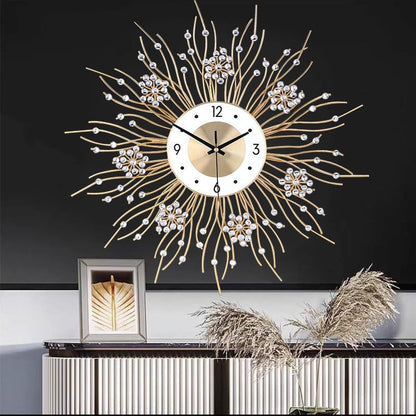 SIN&MI Large Wall Clocks, Silent Sunflower Shape Chic Decorative Wall Clock, Modern Non-Ticking Round Clock Dial Iron Metal Wall Clock for Living Room Decor Entrance Office Cafe 20 Inch