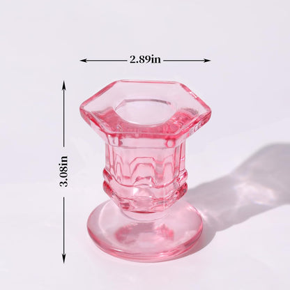 Lanttu Candlestick Holders Bulk, 12 Pcs Glass Candle Holders Set Clear, Crystal Taper Candle Holder for Wedding, Table Centerpiece, Home Decoration