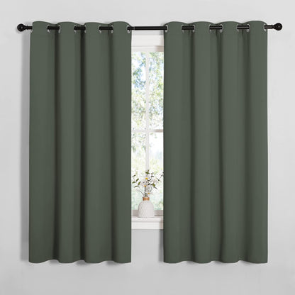 NICETOWN Halloween Pitch Black Solid Thermal Insulated Grommet Blackout Curtains/Drapes for Bedroom Window (2 Panels, 42 inches Wide by 63 inches Long, Black) - Colors C