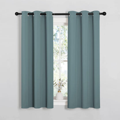NICETOWN Halloween Pitch Black Solid Thermal Insulated Grommet Blackout Curtains/Drapes for Bedroom Window (2 Panels, 42 inches Wide by 63 inches Long, Black) - Colors C