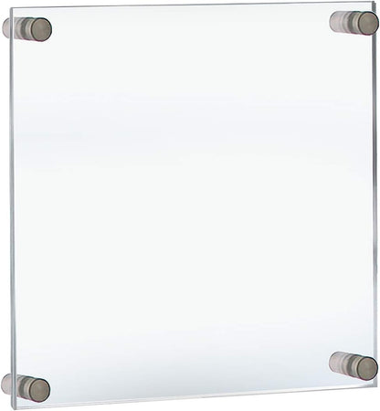 Azar Displays,105536, Floating Acrylic Wall Frame with Silver Hardware Stand Off Caps, Clear Hanging Photo Frame Display Mount with Frameless Border, Glass-Like Frame for Large Prints, 24" x 36"