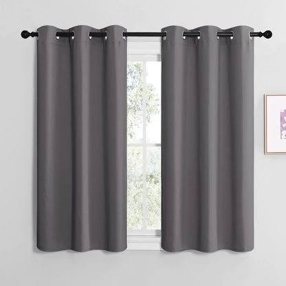 NICETOWN Halloween Pitch Black Solid Thermal Insulated Grommet Blackout Curtains/Drapes for Bedroom Window (2 Panels, 42 inches Wide by 63 inches Long, Black) - Colors E