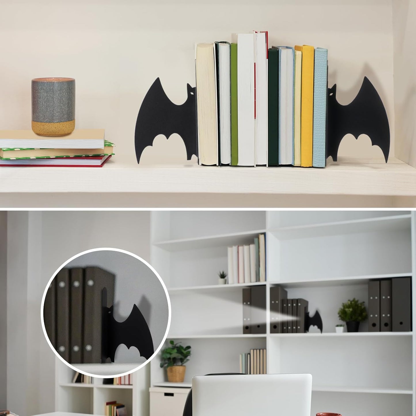 Geelin Peeping Cat Metal Bookends Set of 2 Cute Book Ends for Shelves Decorative Bookshelf Home Office Desk Bookshelf Decor Gift for Cat Lovers and Reading Enthusiasts
