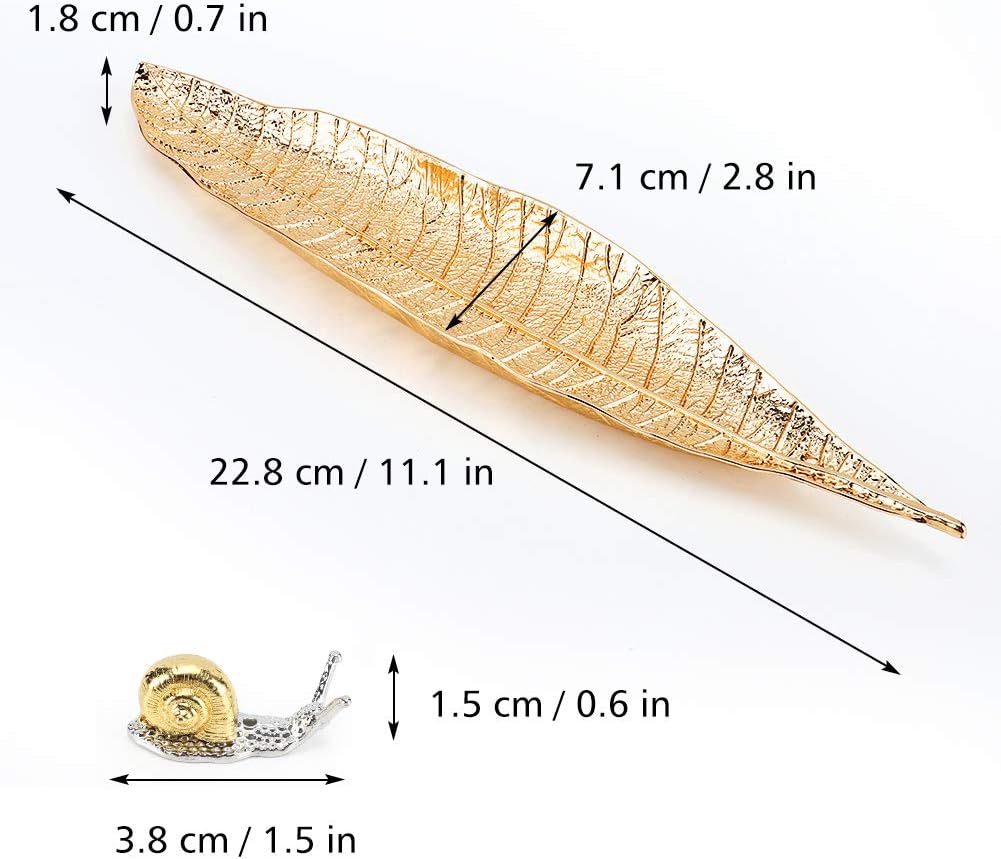 Accmor Incense Holder Set, Leaf and Snail Incense Burner, Incense Ash Catcher, Incense Sticks Holder for Counters, Meditation Room, Yoga, Home, Office, Gold