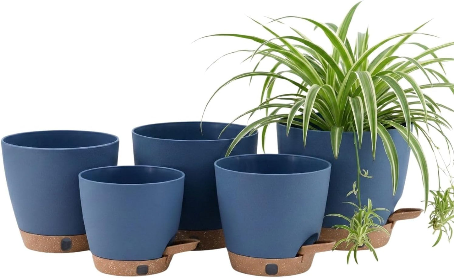 montresor 12/10/8 Inch Self Watering Pots for Indoor Plants Plastic Large Plant Pots for Outdoor Plants, Water Level Window & Spacious Reservoir Flower Pots Decorative Planter with Drainage and Tray
