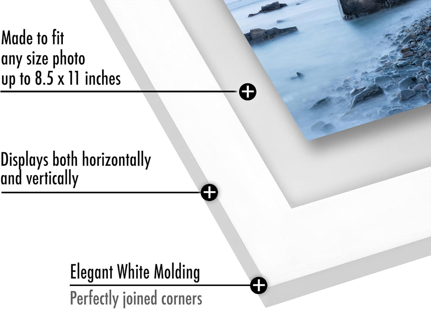 Americanflat 8x10 Floating Picture Frame with Polished Crystal-Clear Glass - Use as 5x7 Picture Frame or Display 4x6 Photo - Signature Float Collection - Photo Frames for Tabletop or Wall - Black