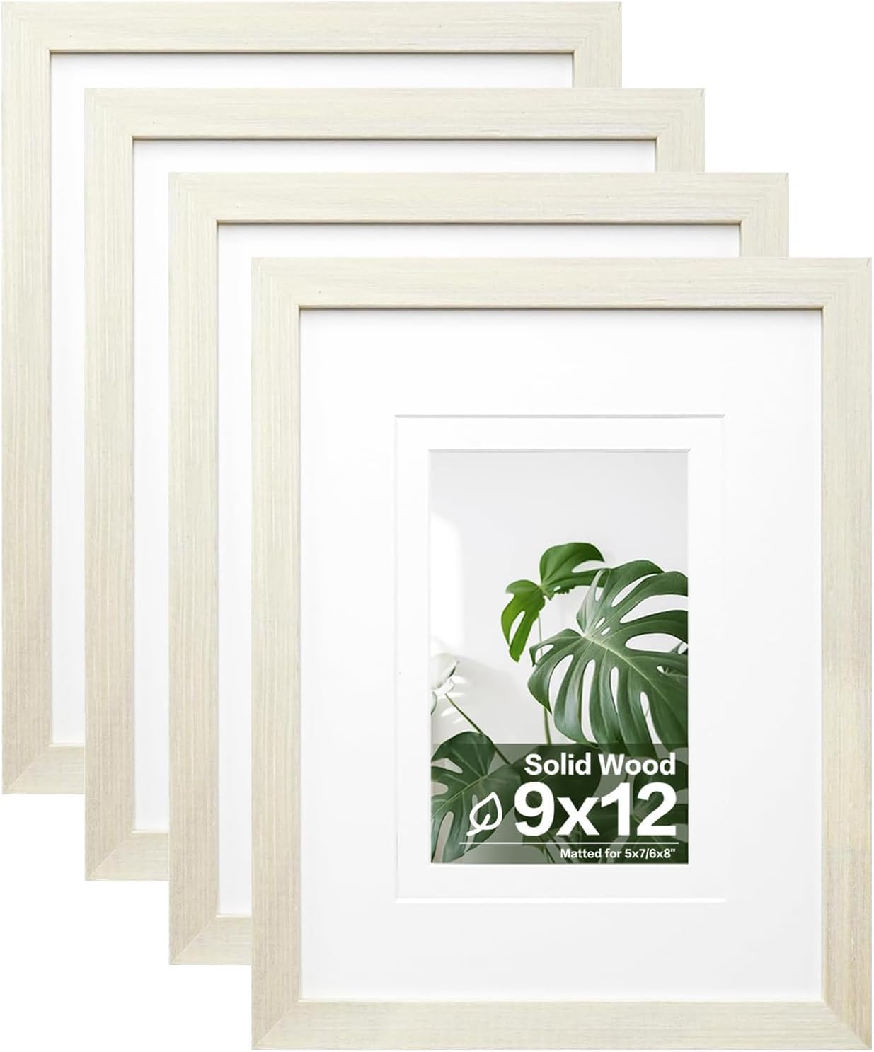 Egofine 8x10 Picture Frames Set of 4, Made of Solid Wood Covered by Plexiglass 4x6 and 5x7 with Mat or 8x10 without Mat, for Table Top Display and Wall Mounting Photo Frame Black
