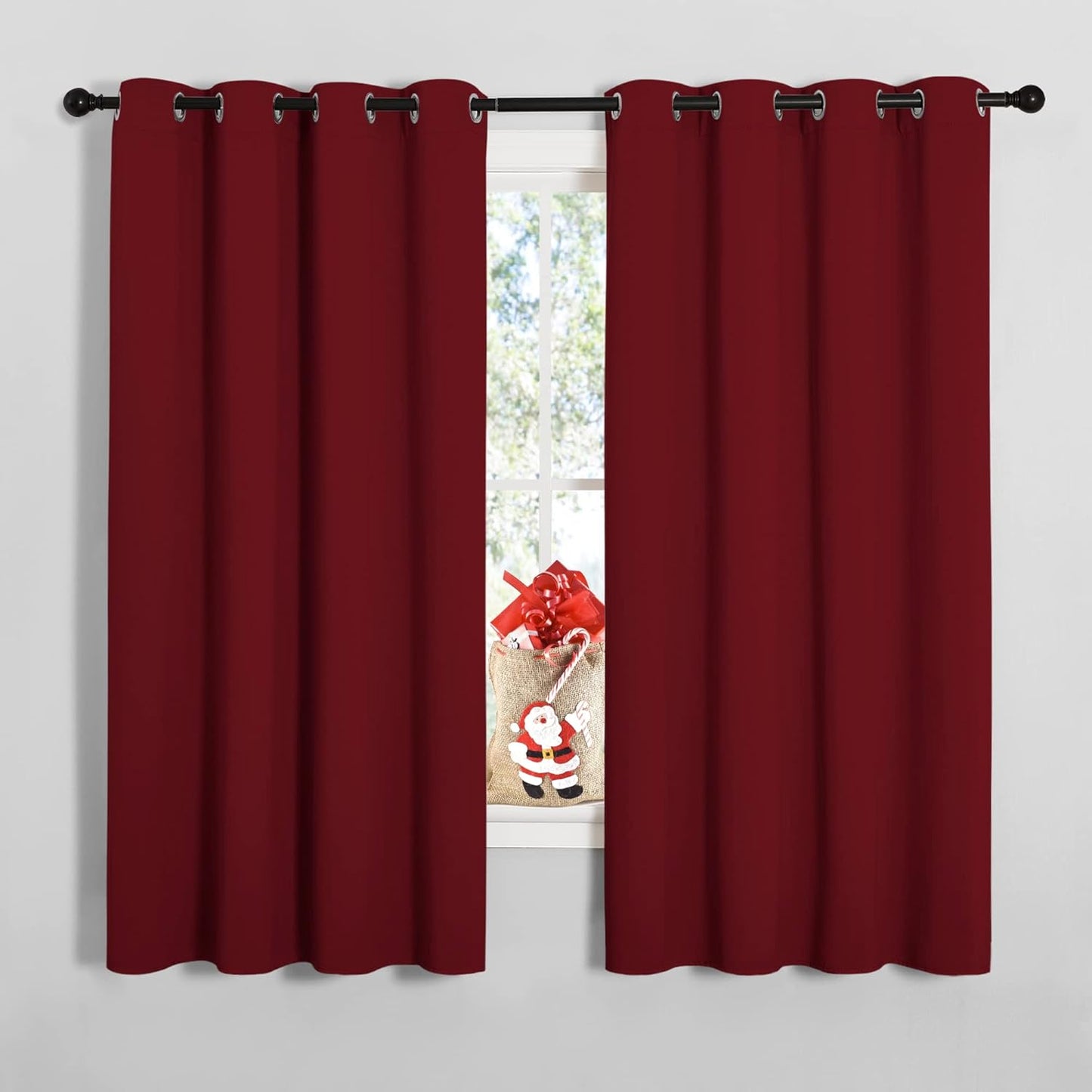 NICETOWN Halloween Pitch Black Solid Thermal Insulated Grommet Blackout Curtains/Drapes for Bedroom Window (2 Panels, 42 inches Wide by 63 inches Long, Black) - Colors A