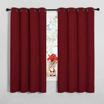 NICETOWN Halloween Pitch Black Solid Thermal Insulated Grommet Blackout Curtains/Drapes for Bedroom Window (2 Panels, 42 inches Wide by 63 inches Long, Black) - Colors A