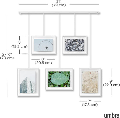 Umbra Exhibit Picture Frame Gallery Set, Adjustable Wall Collage Displays Nine Photos (Four 5x7" and Five 8x10"), Set of 9, Black