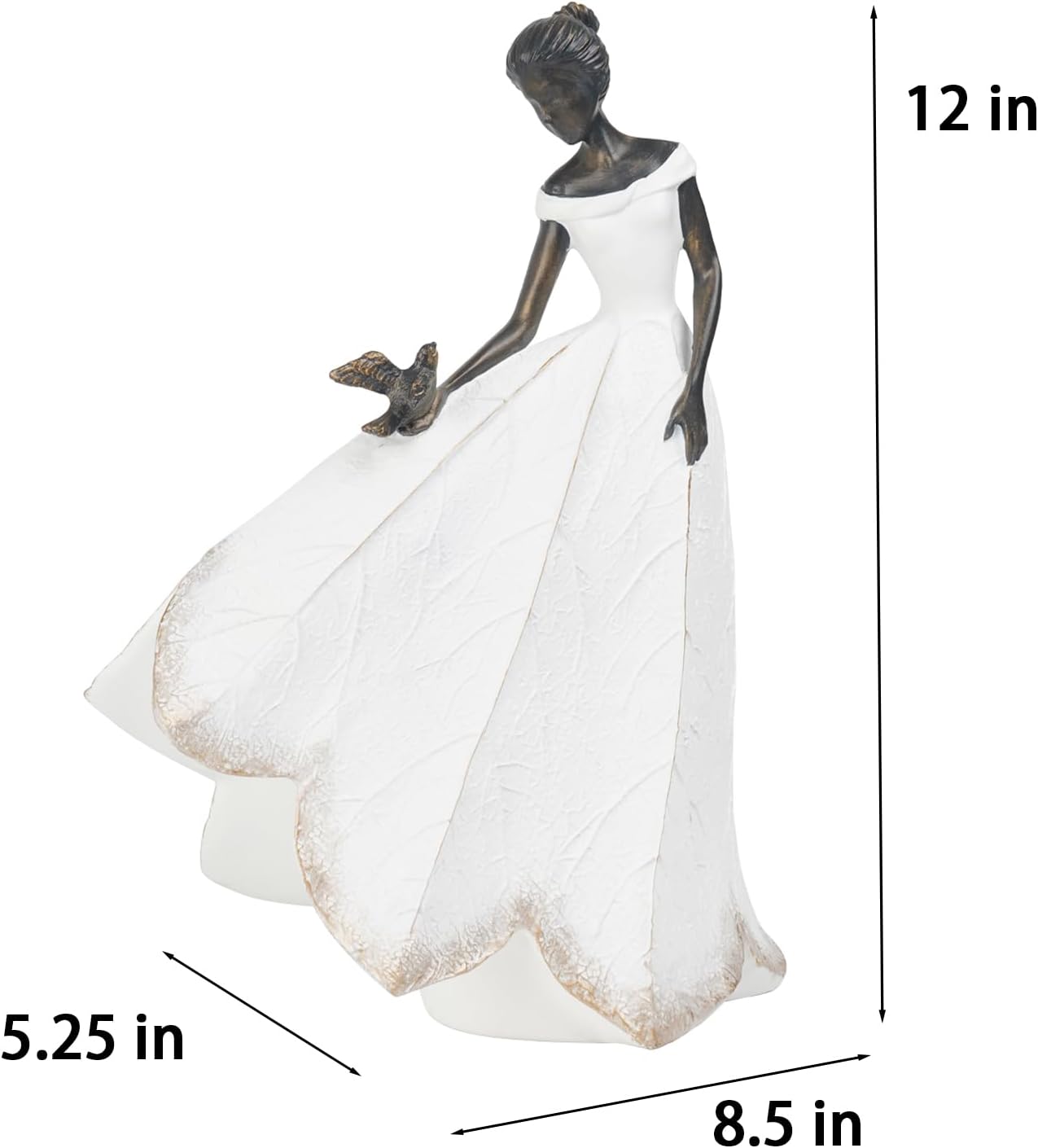 Guichifun Fairy Statue Collection Home Decoration - Leaf Angel Girls Resin Modern Table Decor for Living Room Office Sculpture Decor for Women Indoor Rustic Figurines Gift 5 x 3 x 7.5 Inch
