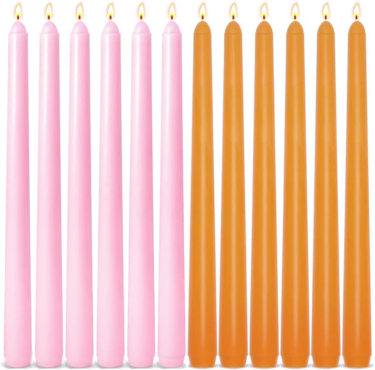 12-Pack Earth Tone Taper Candles, 10 Inch Unscented Dripless Candlesticks, Long-Lasting Burn Time of 7-8 Hours, Perfect for Fall Harvest Halloween Thanksgiving Dinners Parties and Home Décor