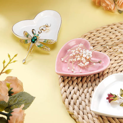 JAMEND CLXP Lotus Leaf Shape Decorative Ring Tray, Small Key Bowl, Ceramic Trinket Tray Jewelry Dish Organizing Necklace Earrings, Home Decoration for Mom Best Friend Sister, Pink.