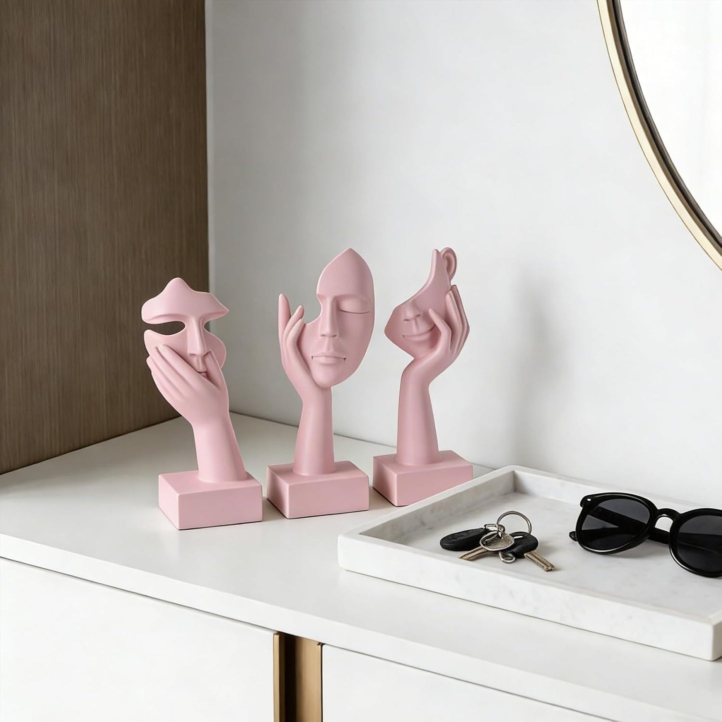 3 Pcs Thinker Small Statue Set - Black Gold Home Decor Abstract Art Figurines for Shelves, Living Room Coffee Table, Office Desktop (3 Pcs Gold, 6")