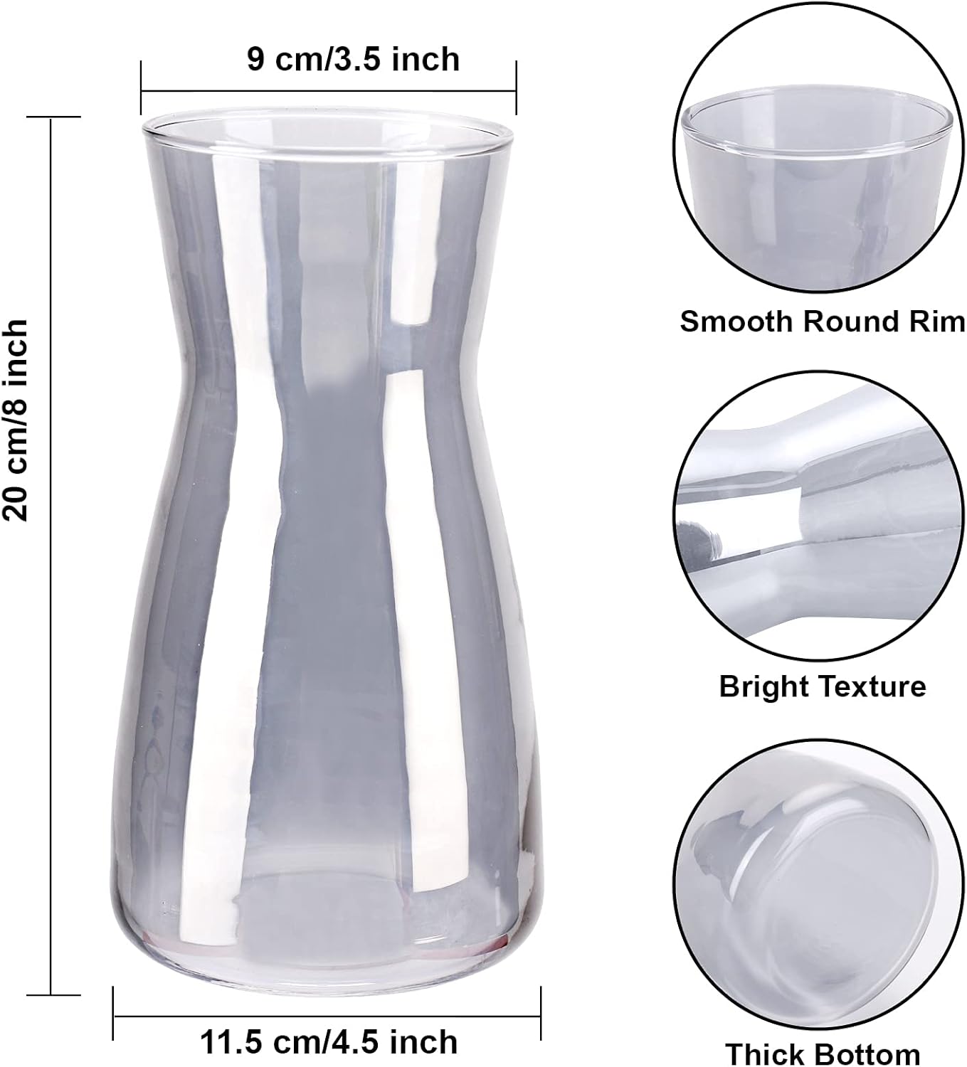 8 inch Clear Glass Flower Vases for Centerpiece Table Home Indoor Desk Decor,Ins Modern Boho Style Vase for Wedding Housewarming Gift