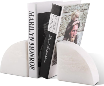 Karibiber Travertine Bookends for Heavy Books, Marble Decorative Bookends for Shelves, Heavy-Duty Stone Book Ends for Hardback Book & Cookbooks, Unique Book Stopper & Holder, Travertino Italy