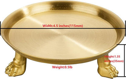 khtumeware 4.5 Inch 100% Solid Brass Clawfoot Candle Dish - Antique Pedestal Dish - Candle Holder - Jewelry Holder - Perfect for Wax Candles, Rings, and Trinkets
