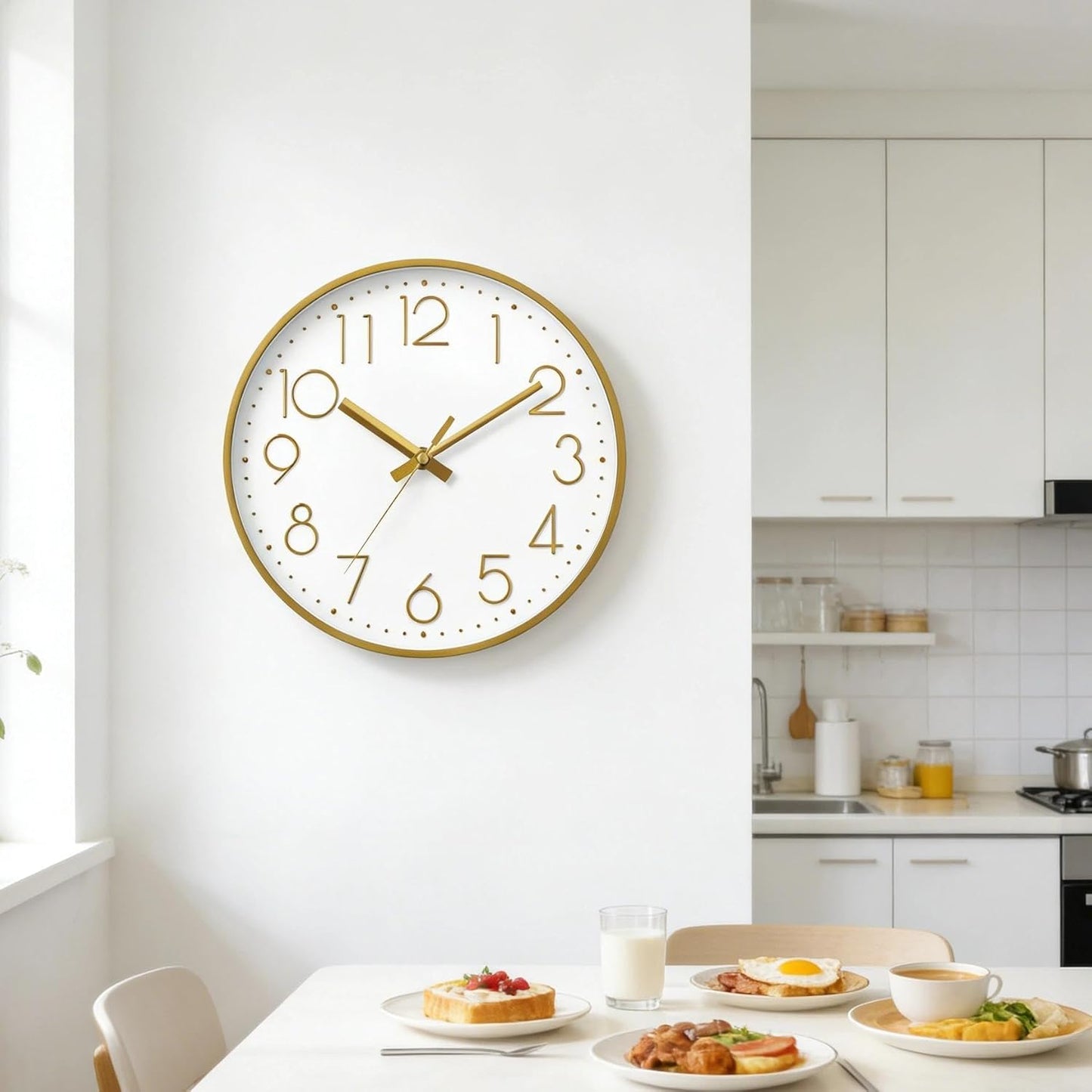 DAXSMY Wall Clock - 8 Inch Silent Non-Ticking Modern 3D Wall Clocks Battery Operated - Decorative Clock for Kitchen, Home Office, Bathroom, Bedroom(Rose Gold)