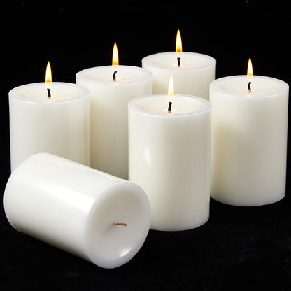 Ashlux 3x4 Inch White Pillar Candles, Set of 3 Wax, 56 Hours Long Burning, Unscented and Dripless Pillar Candles Bulk for Christmas Lights, Wedding, Parties, Spas, Home Decorative