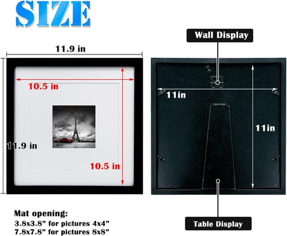 Egofine 12x16 Picture Frame Black, Covered by Plexiglass Made of Solid Wood, Display Pictures 9x12 and 11x14 with Mat or 12x16 Without Mat, for Wall Mounting Photo Frame - Colors B