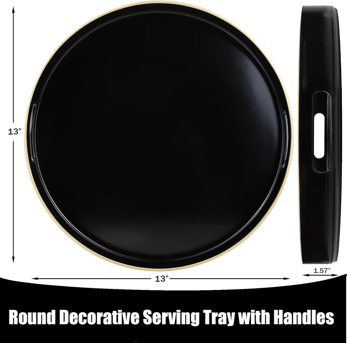 Green Decorative Tray with Handles, Versatile Serving Tray for Coffee Table, Ottoman, Ideal for Serving, Displaying, Organizing, 15.7"*10.2"*1.57"