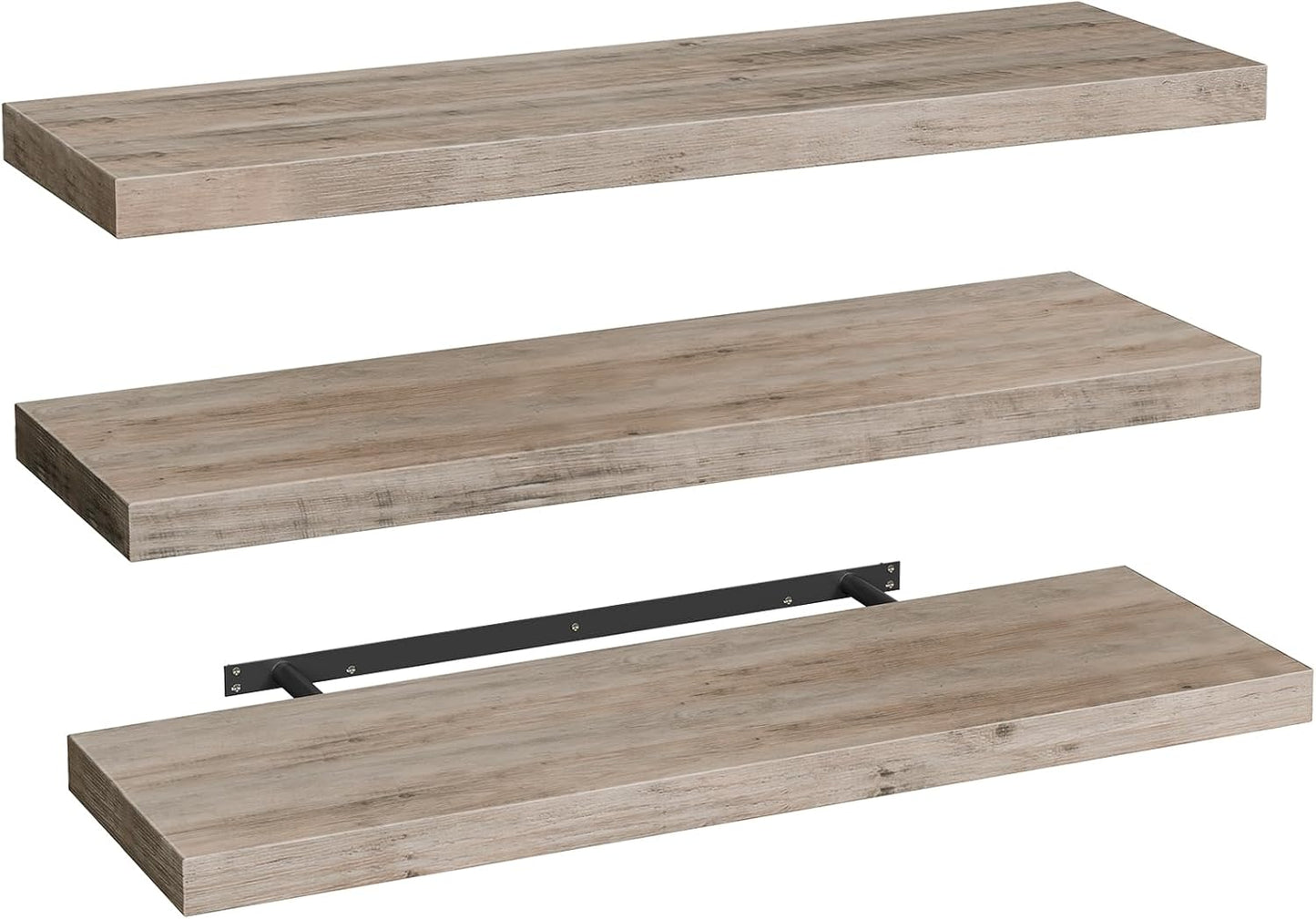 RALGEND Floating Shelves for Wall, 1.5" Thick Wall Shelf Set of 3 with Invisible Brackets, L31.5 x W7.9 Hanging Shelves Farmhouse Home Decor for Bathroom, Living Room, Bedroom, Rustic Brown 8301BJP3BF