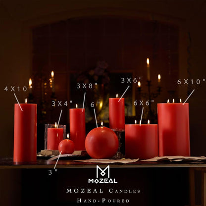 MOZEAL 3" x 4" Hand-Poured Unscented Candle,Dripless Pillar Candle Set of 3,Long Clean Burning,Approx 72 Hours Burn Time,Rustic Country Style,Wedding,Dinner,Christmas and Home Decor,White