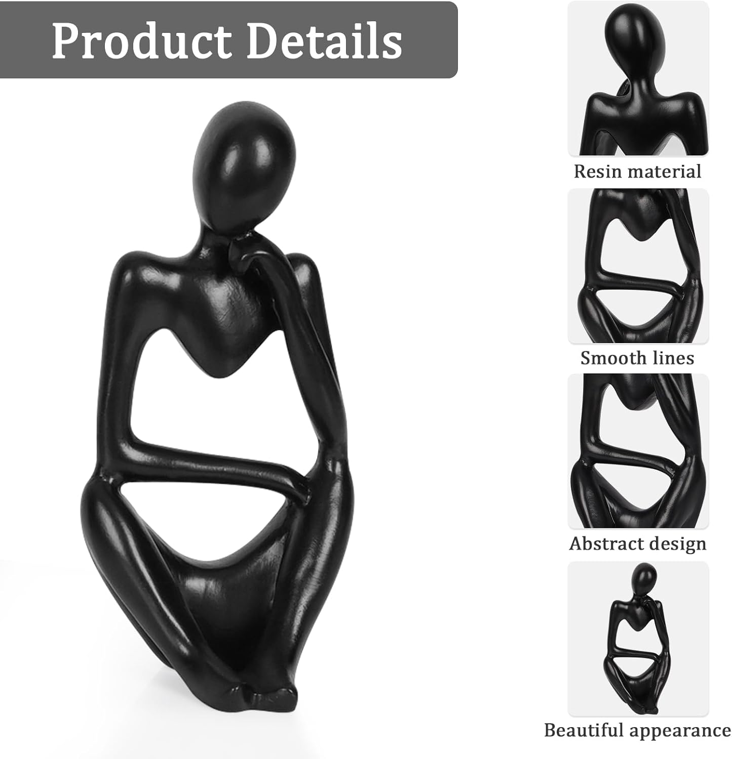 Sandstone Resin Thinker Style Abstract Sculpture Statue Collectible Figurines Home Office Bookshelf Desktop Decor(Small Sandstone,Left)
