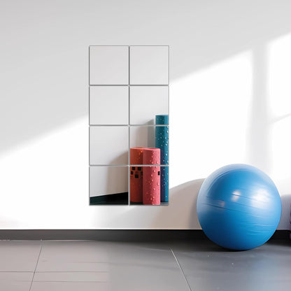 Ruomeng Home Gym Mirrors 12 Inch x 12Pcs Wall Mounted Mirror Glass Frameless Full Length Mirror Tiles for Home Gym, Bedroom, Door & Bathroom